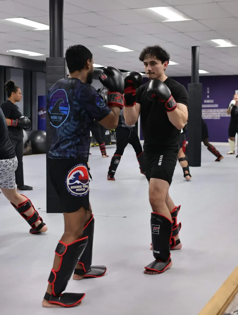 Adult MMA striking class at Rising Tide MoCo MMA in Rockville, Maryland