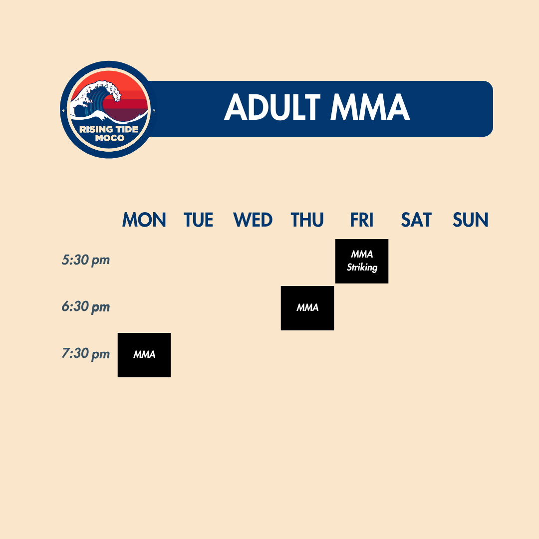 Adult MMA weekly class schedule at Rising Tide MoCo MMA