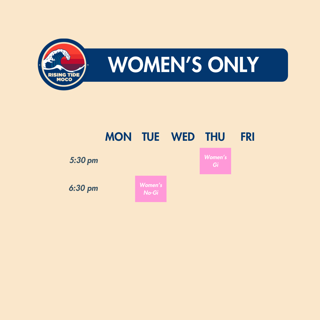 Women's Only Jiu-Jitsu weekly class schedule at Rising Tide MoCo MMA